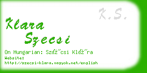 klara szecsi business card